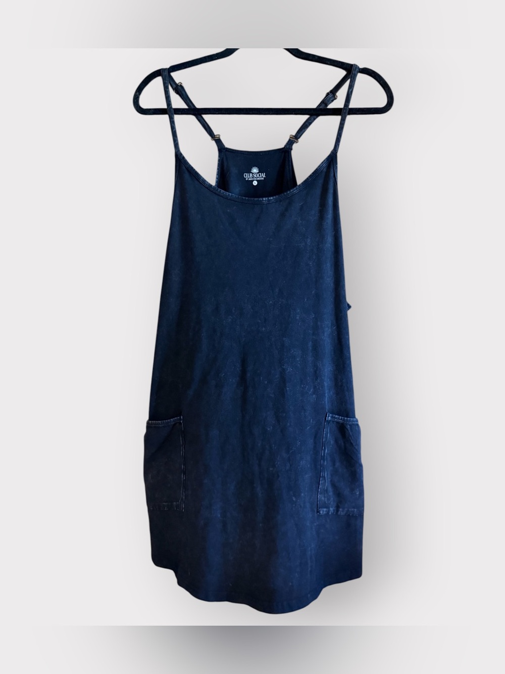 Club Social Jadelynn Brooke Large Acid Wash Romper Mini Dress Skort Black NWT